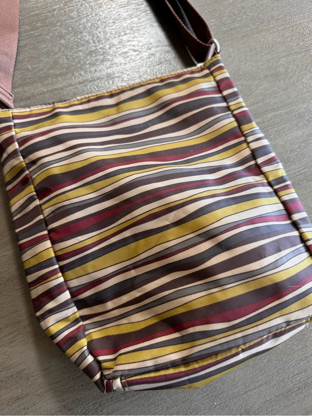 Baggallini Multi Colored Striped Crossbody Purse Bag Nylon